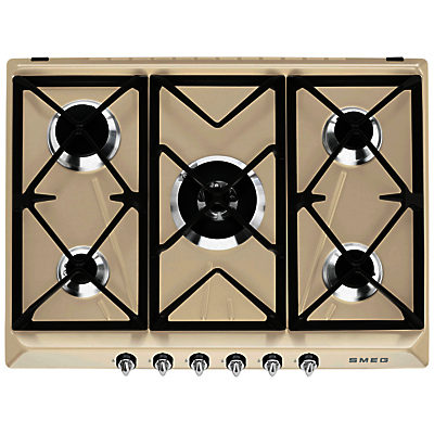 Smeg SR975PGH Victoria Integrated 70cm Gas Hob, Cream Smeg SR975PGH Victoria Integrated 70cm Gas Hob, Cream